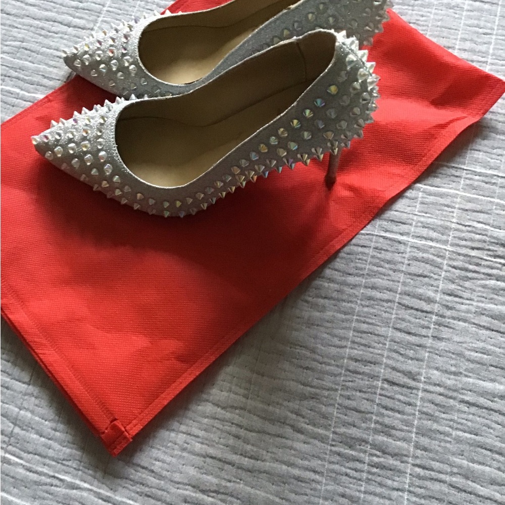 SPIKE STILETTO liver glitter pumps RED SOLE - Picture 3 of 4